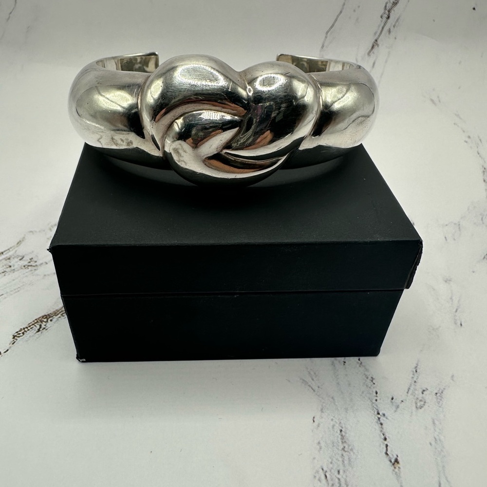 Sculptural Silver Twisted Bracelet